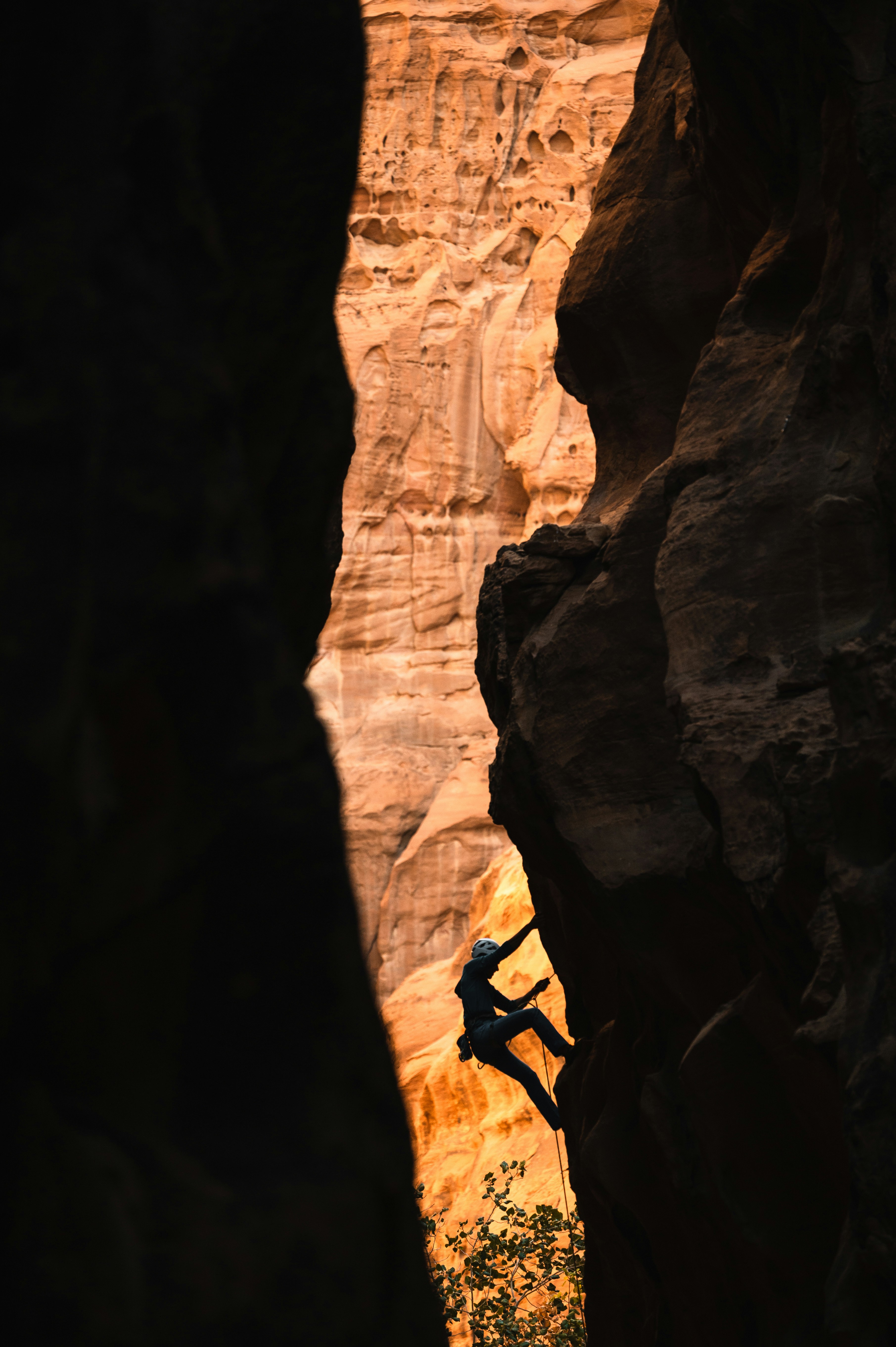 A man rock climbing.